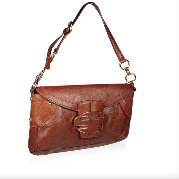 "New" Sergio Rossi Handbag - Leather Brown Baguette Bag - Picture 1 of 2